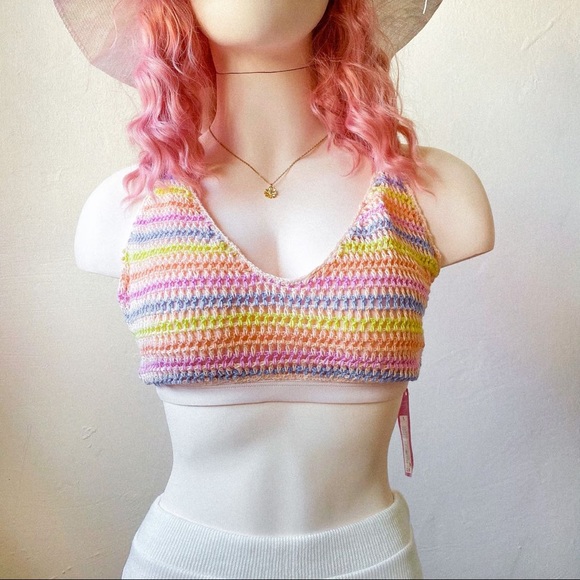 Multicolored Knit Criss-Cross Bikini Top - Picture 1 of 4